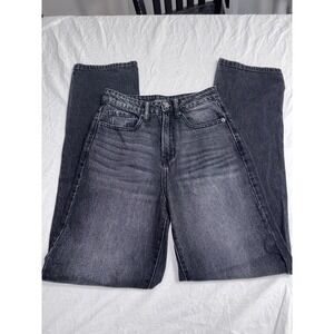 Fashion Nova Womens High Waisted Straight Leg Jeans Faded Black Size 0